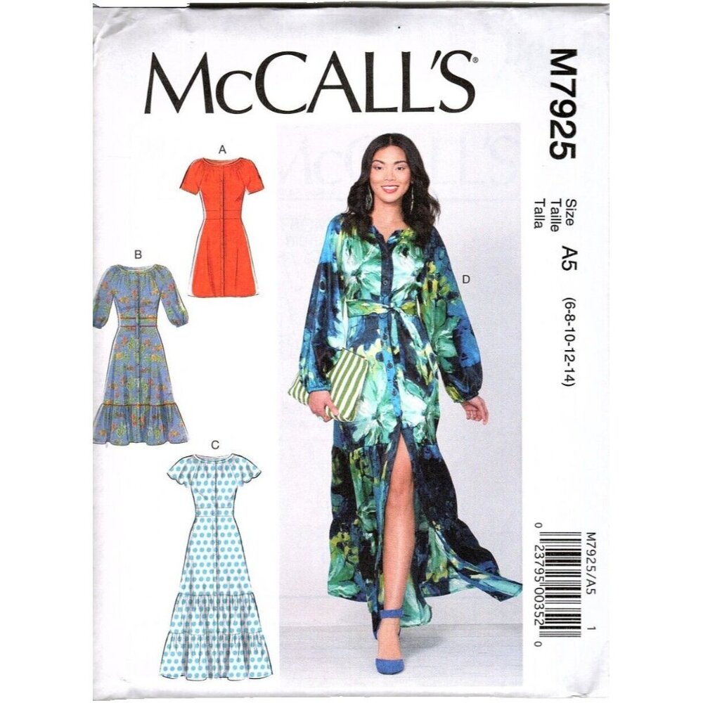 McCall's M7925 Misses 6 to 14 Button Front Dresses Uncut Sewing Pattern New